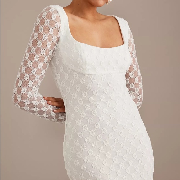 Bardot Adoni Long-Sleeve Lace Midi Dress Women’s 00 Elegant White Bridal tights - Picture 2 of 10